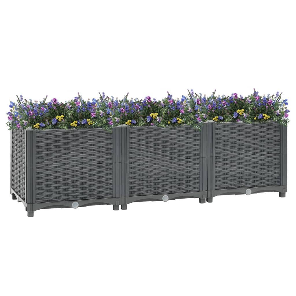 vidaXL Korotettu kukkalaatikko 120x40x38 cm polypropeeni