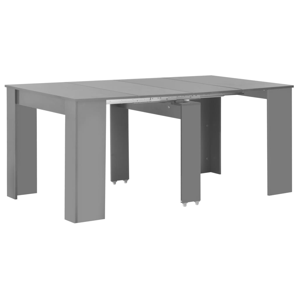 vidaXL Jatkettava ruokapöytä korkeakiilto harmaa 175x90x75 cm
