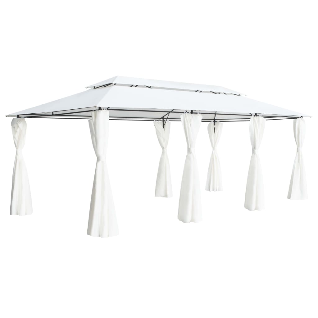 vidaXL Huvimaja verhoilla 600x298x270 cm valkoinen 180 g/m²