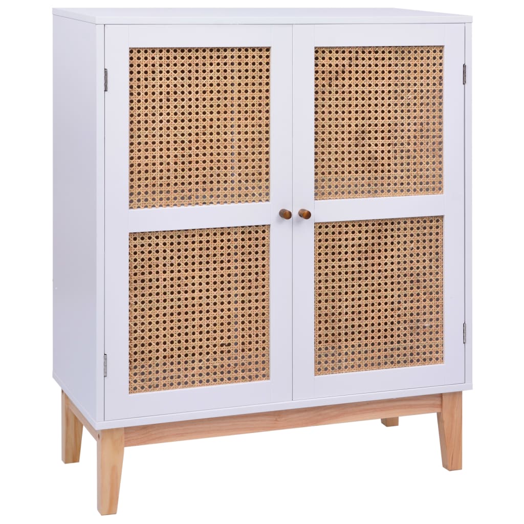 vidaXL Senkki valkoinen 80x35x100 cm MDF ja rottinki