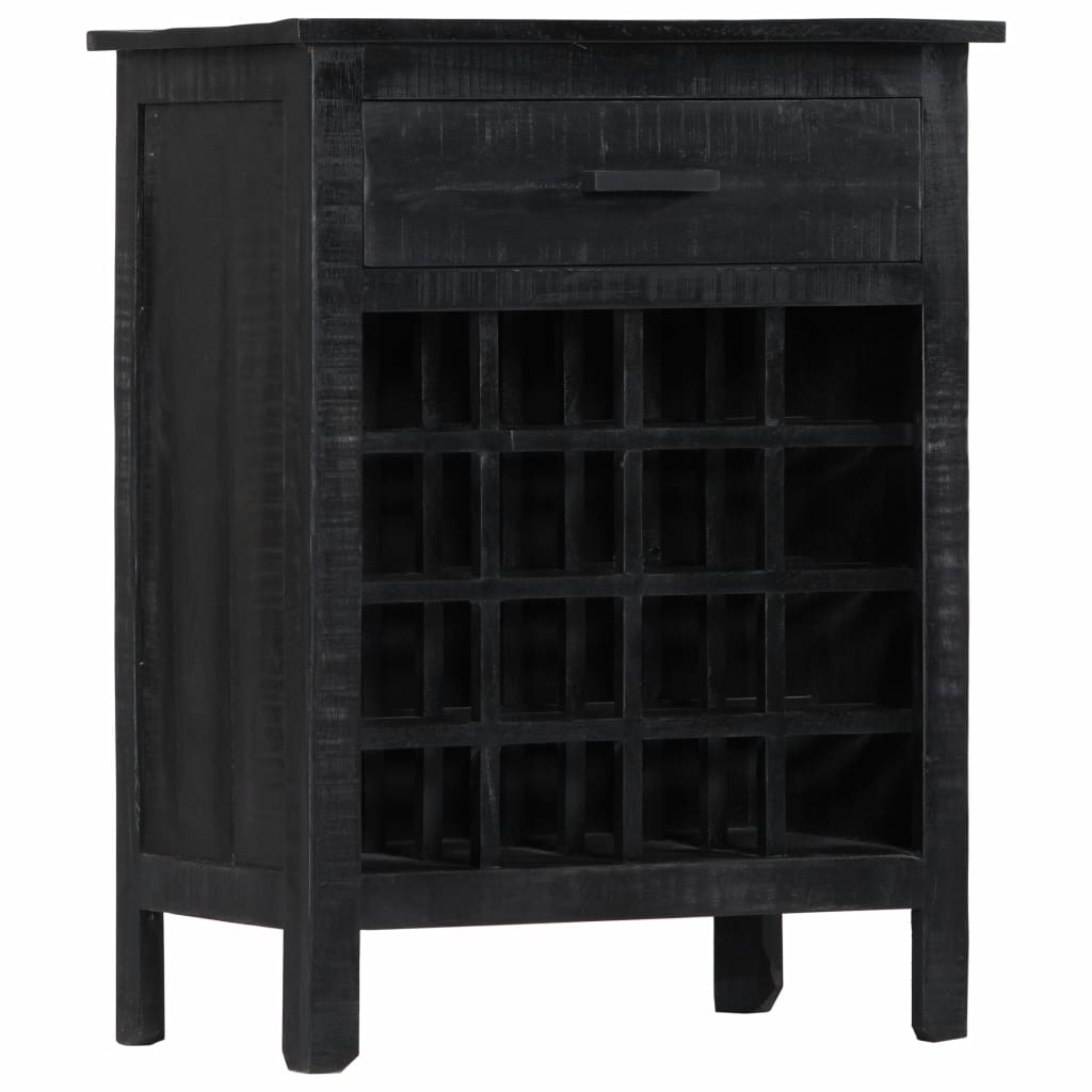 vidaXL Viinipulloteline musta 56x35x75 cm täysi mangopuu