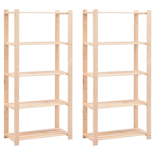 vidaXL 5-kerroksiset varastohyllyt 2 kpl 80x38x170cm täysi mänty 250kg