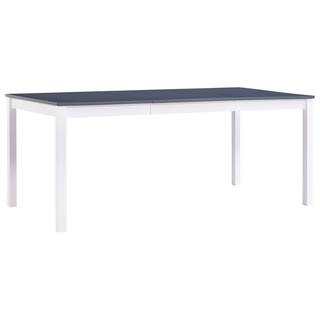 vidaXL Ruokapöytä valkoinen ja harmaa 180x90x73 cm mänty