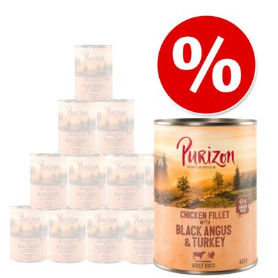 Purizon Adult 12 x 400/800 g säästöhintaan! - 12 x 400 g lammas & lohi perunalla & päärynällä