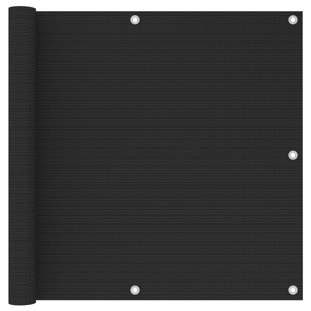 vidaXL Parvekkeen suoja musta 90x600 cm HDPE