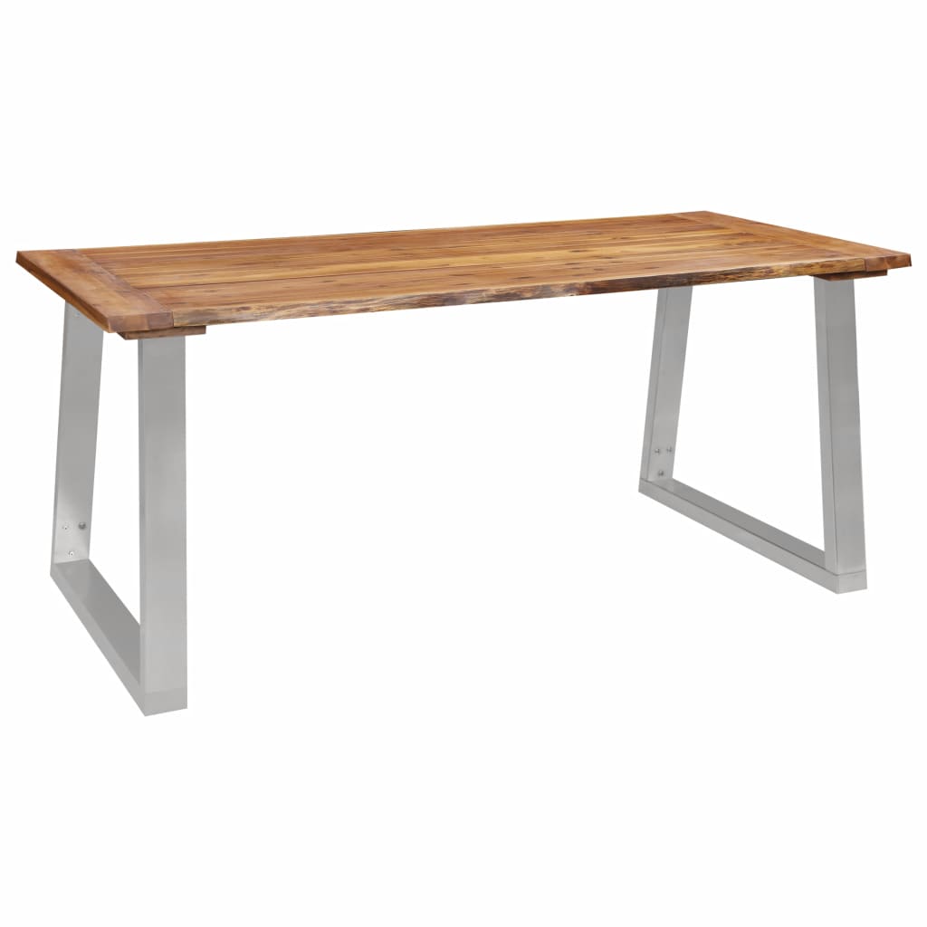 vidaXL Ruokapöytä 180x90x75 cm täysi akaasiapuu ja ruostumaton teräs