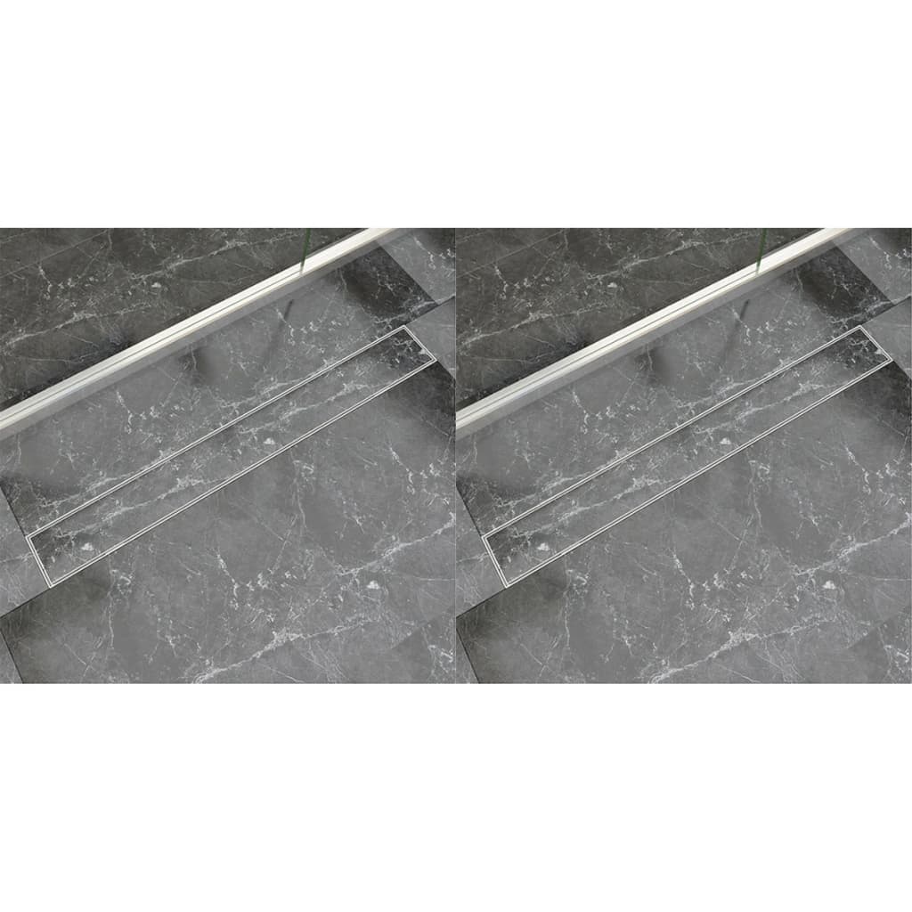 vidaXL Lineaarinen suihkukaivo 2 kpl 930x140 mm ruostumaton teräs