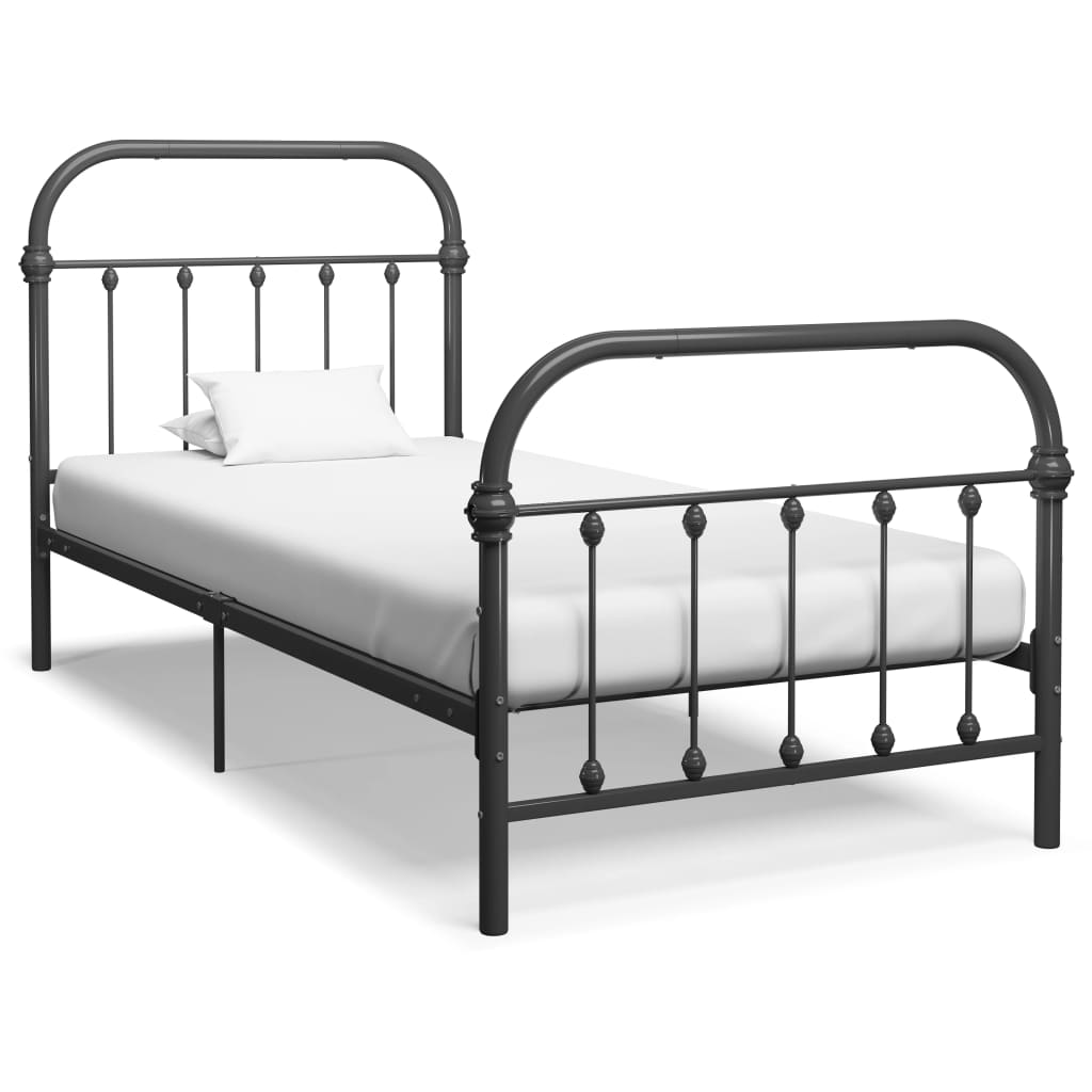 vidaXL Sängynrunko harmaa metalli 90x200 cm