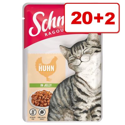 20 + 2 kaupan päälle! 22 x 100 g Schmusy Ragout in Jelly/in Sauce - in Jelly, kana