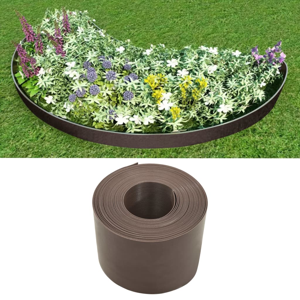 vidaXL Puutarhareunus ruskea PE 10 m 20 cm