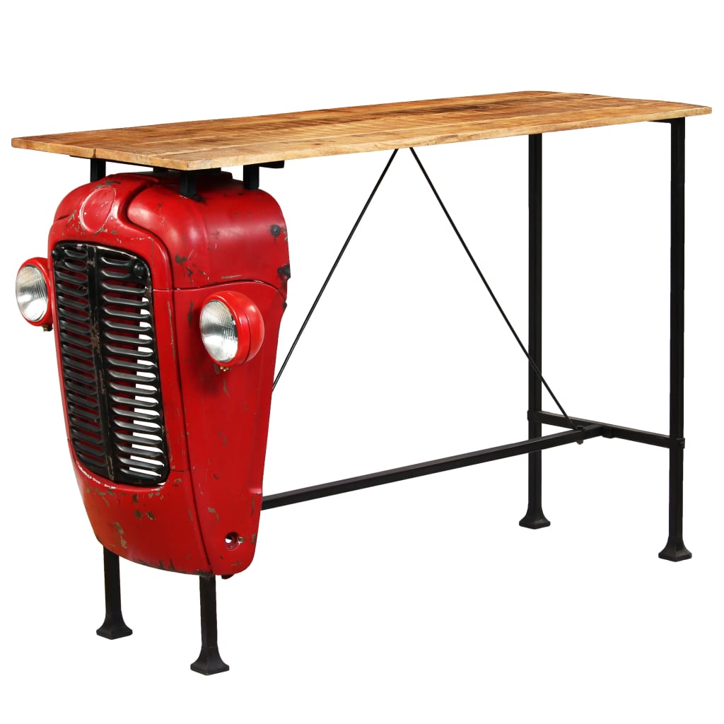 vidaXL Korkea traktoripöytä mangopuu 60x150x107 cm punainen