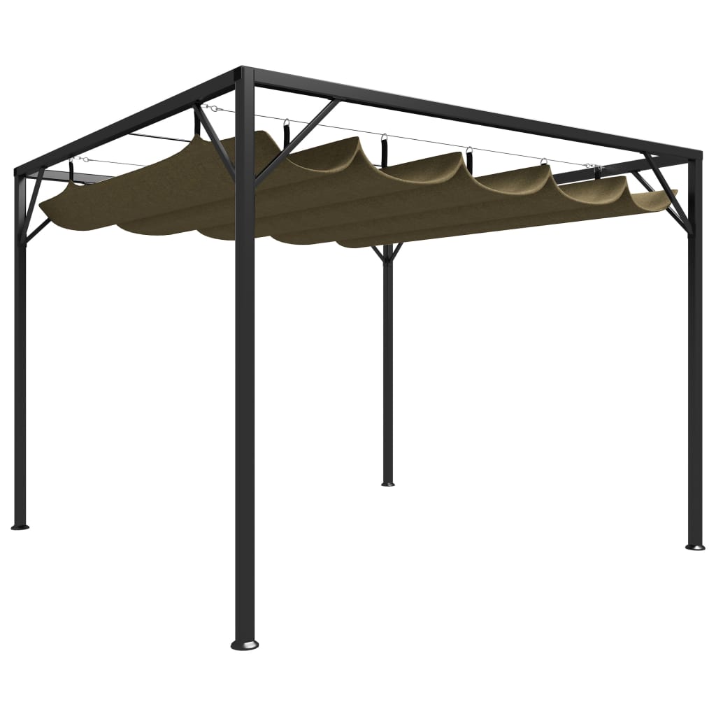 vidaXL Huvimaja sisäänvedettävä katto 3x3 m ruskeanharmaa 180 g/m²