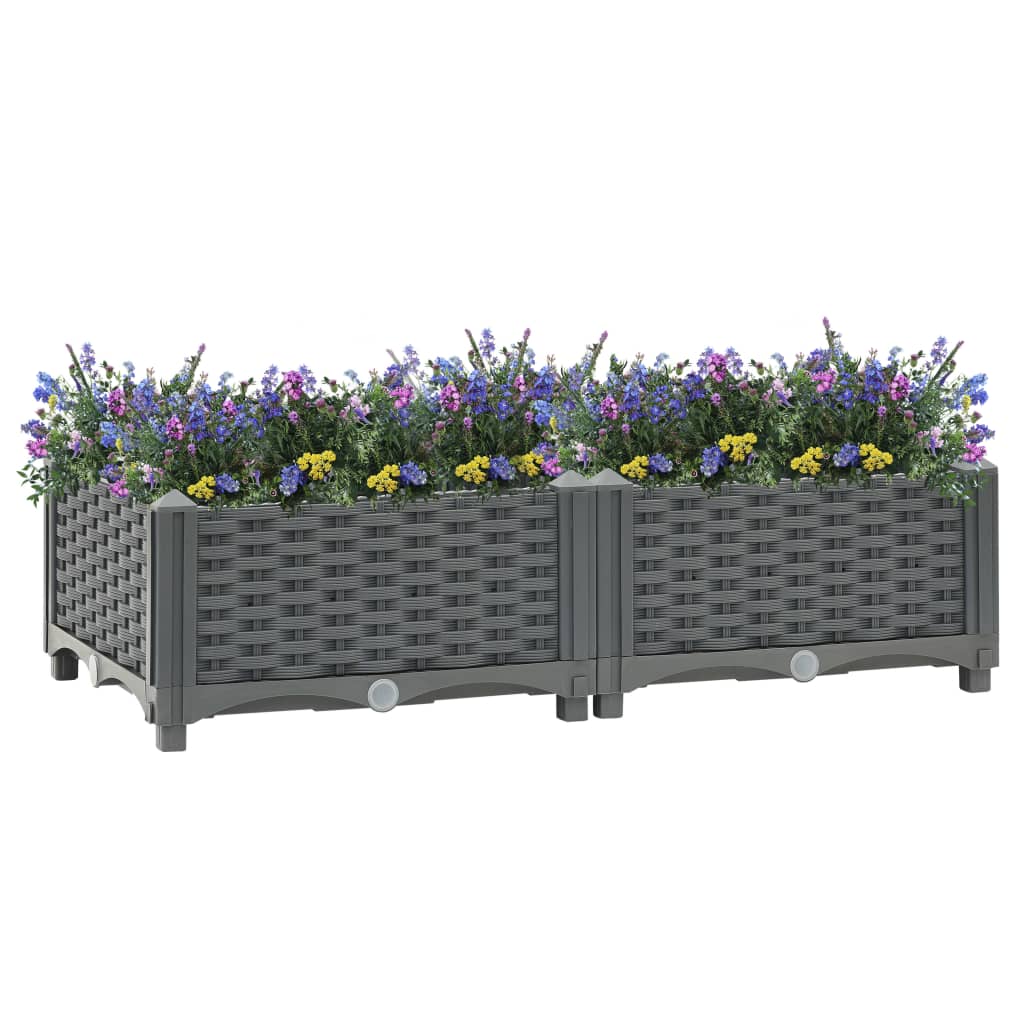 vidaXL Korotettu kukkalaatikko 80x40x23 cm polypropeeni