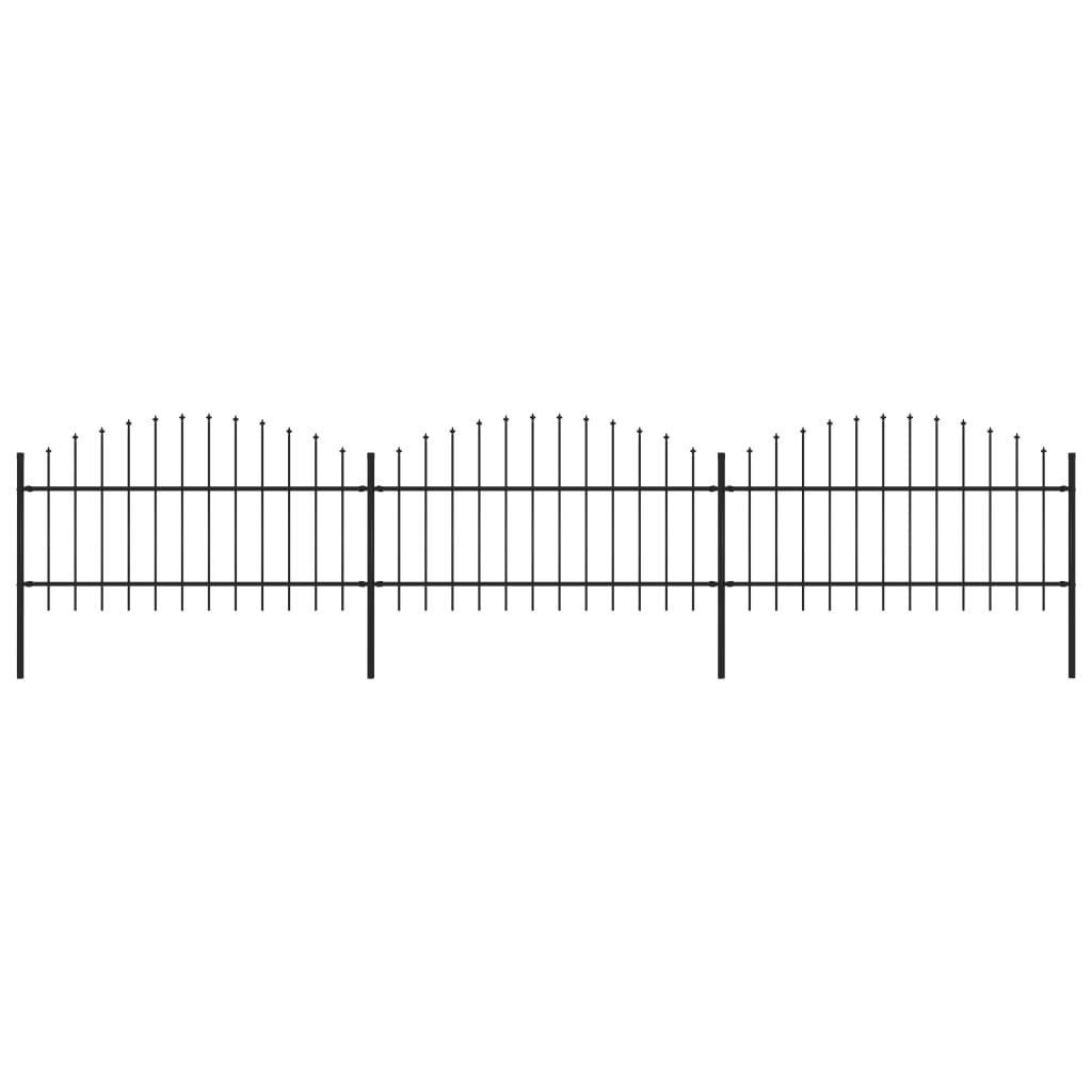 vidaXL Puutarha-aita keihäskärjillä teräs (1-1,25)x5,1 m musta