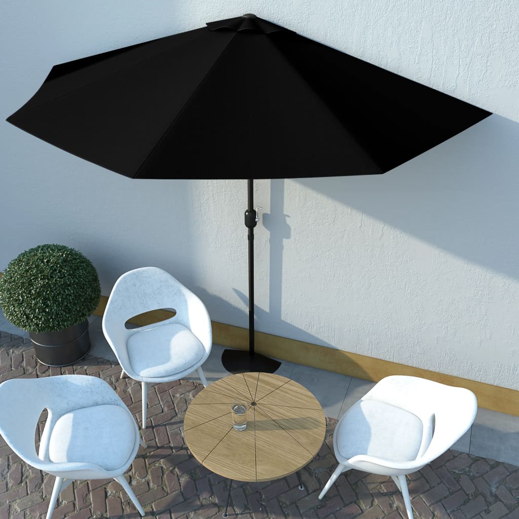 vidaXL Aurinkovarjo ulkotiloihin alumiinitanko musta 300x150x253 cm