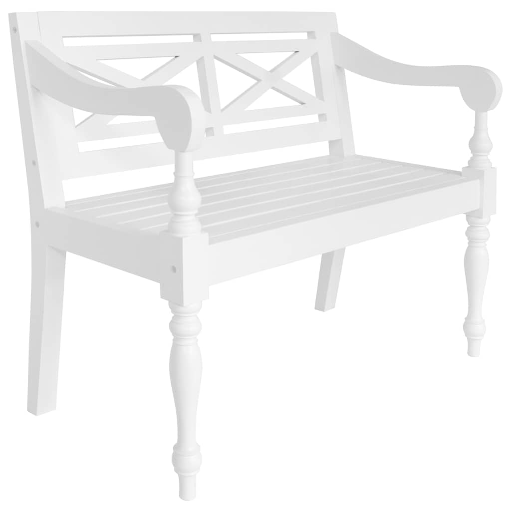 vidaXL Batavia-penkki täysmahonki 98 cm valkoinen