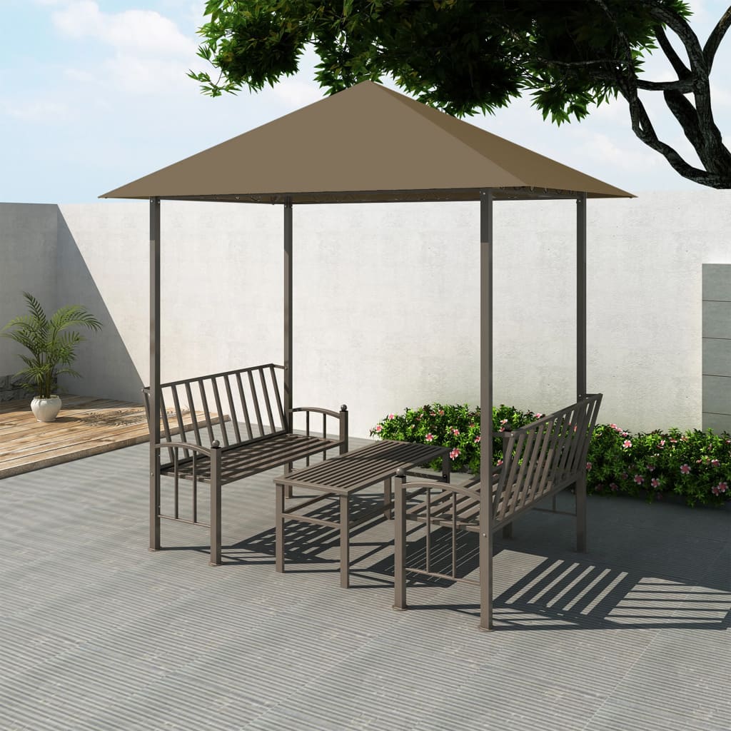 vidaXL Puutarhapaviljonki pöydällä ja penkeillä 2,5x1,5x2,4m 180 g/m²