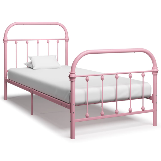 vidaXL Sängynrunko pinkki metalli 100x200 cm