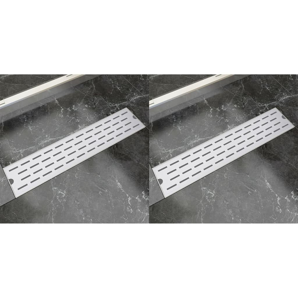 vidaXL Lineaarinen suihkukaivo 2 kpl linja 530x140mm ruostumaton teräs