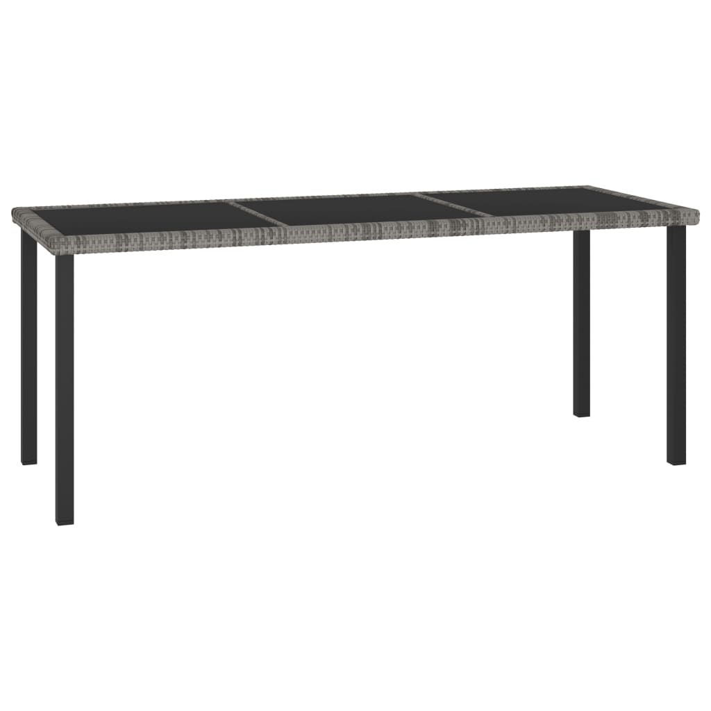 vidaXL Puutarhan ruokapöytä harmaa 180x70x73 cm polyrottinki