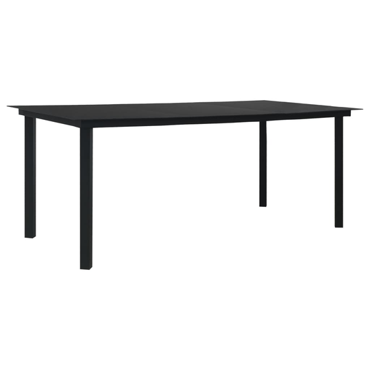 vidaXL Puutarhan ruokapöytä musta 190x90x74 cm teräs ja lasi