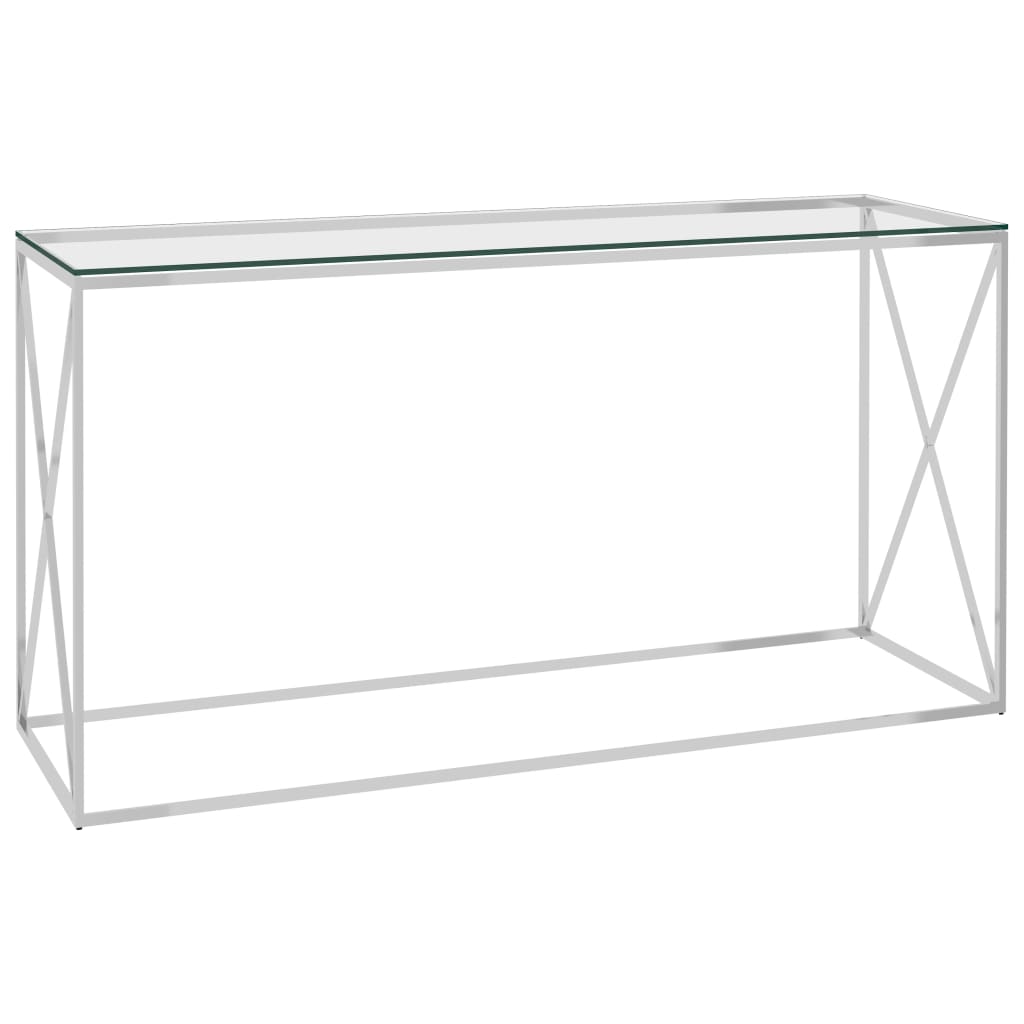 vidaXL Sivupöytä hopea 140x40x78 cm ruostumaton teräs ja lasi