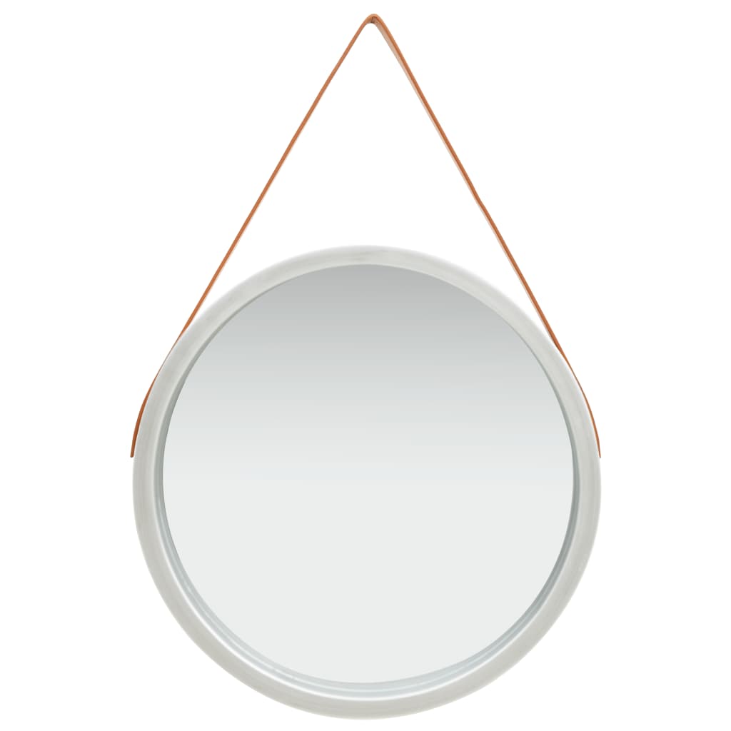 vidaXL Seinäpeili hihnalla 60 cm hopea