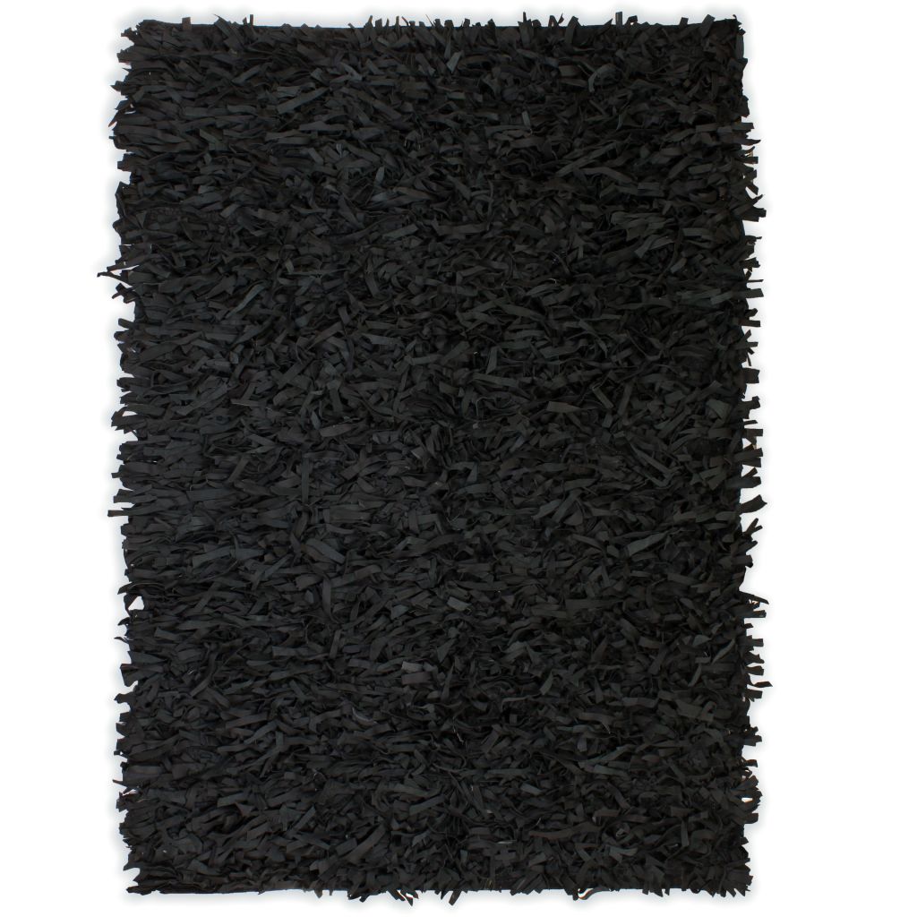 vidaXL Shaggy-matto aito nahka 160x230 cm musta
