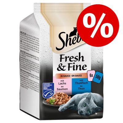 6 x 50 g Sheba Fresh & Fine -pussiruoat erikoishintaan! - valikoidut herkkureseptit kastikkeessa