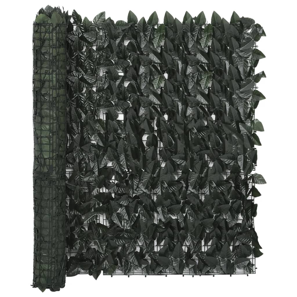 vidaXL Parvekkeen suoja tummanvihreillä lehdillä 500x100 cm