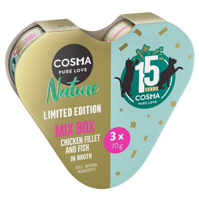 Cosma Nature Birthday Edition -sydänpakkaus - mix (kana, Tyynenmeren tonnikala, lohi)