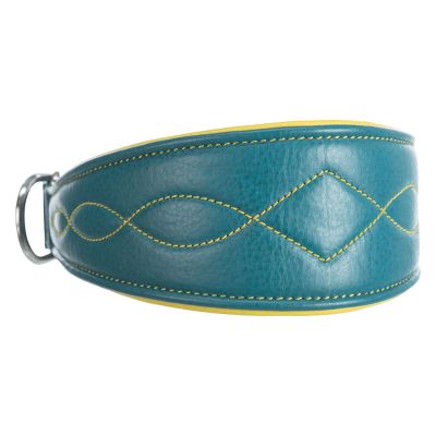 Trixie Active Comfort -kaulapanta vinttikoirille, petrooli/keltainen - XS-koko: 21-26 cm, L 40 mm