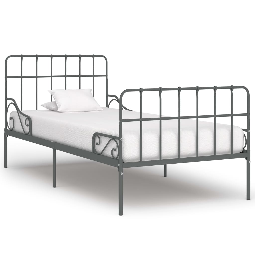 vidaXL Sängynrunko sälepohjalla harmaa metalli 90x200 cm
