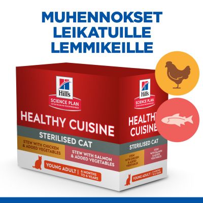 Hill's Science Plan Young Adult Sterilised Healthy Cuisine kana & lohi - 8 x 80 g