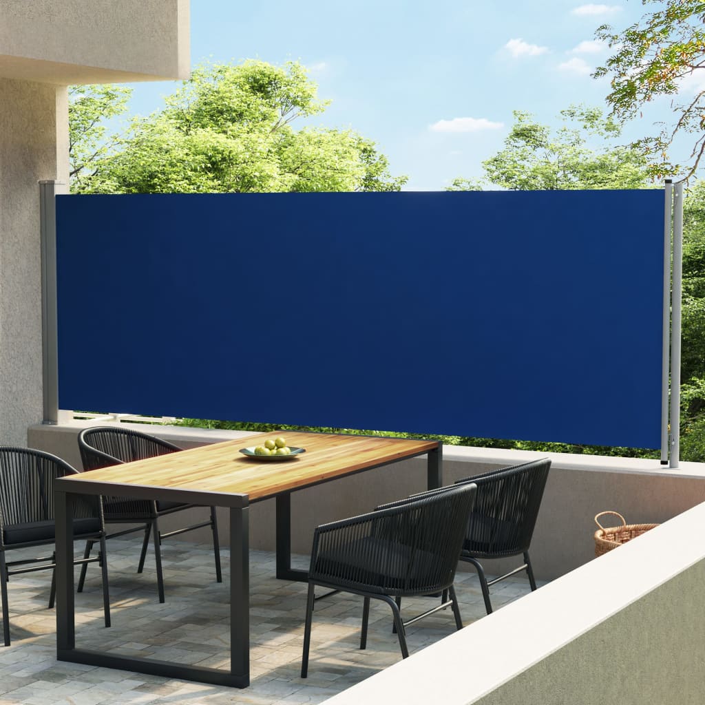 vidaXL Sisäänvedettävä terassin sivumarkiisi 600x160 cm sininen