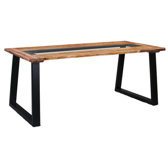 vidaXL Ruokapöytä 180x90x75 cm täysi akaasiapuu ja lasi
