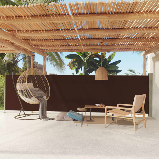 vidaXL Sisäänvedettävä terassin sivumarkiisi 140x600 cm ruskea