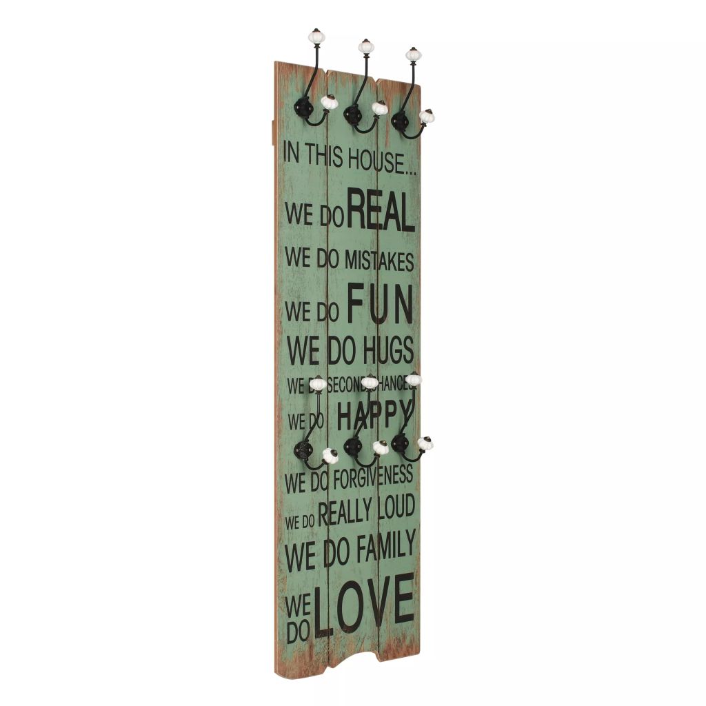 vidaXL Seinänaulakko 6 koukulla HAPPY LOVE 120x40 cm