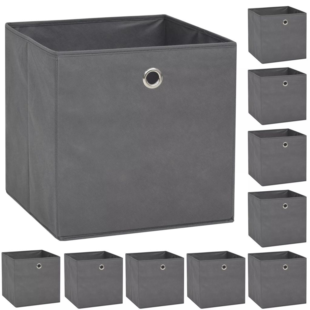 vidaXL Säilytyslaatikot 10 kpl kuitukangas 32x32x32 cm harmaa