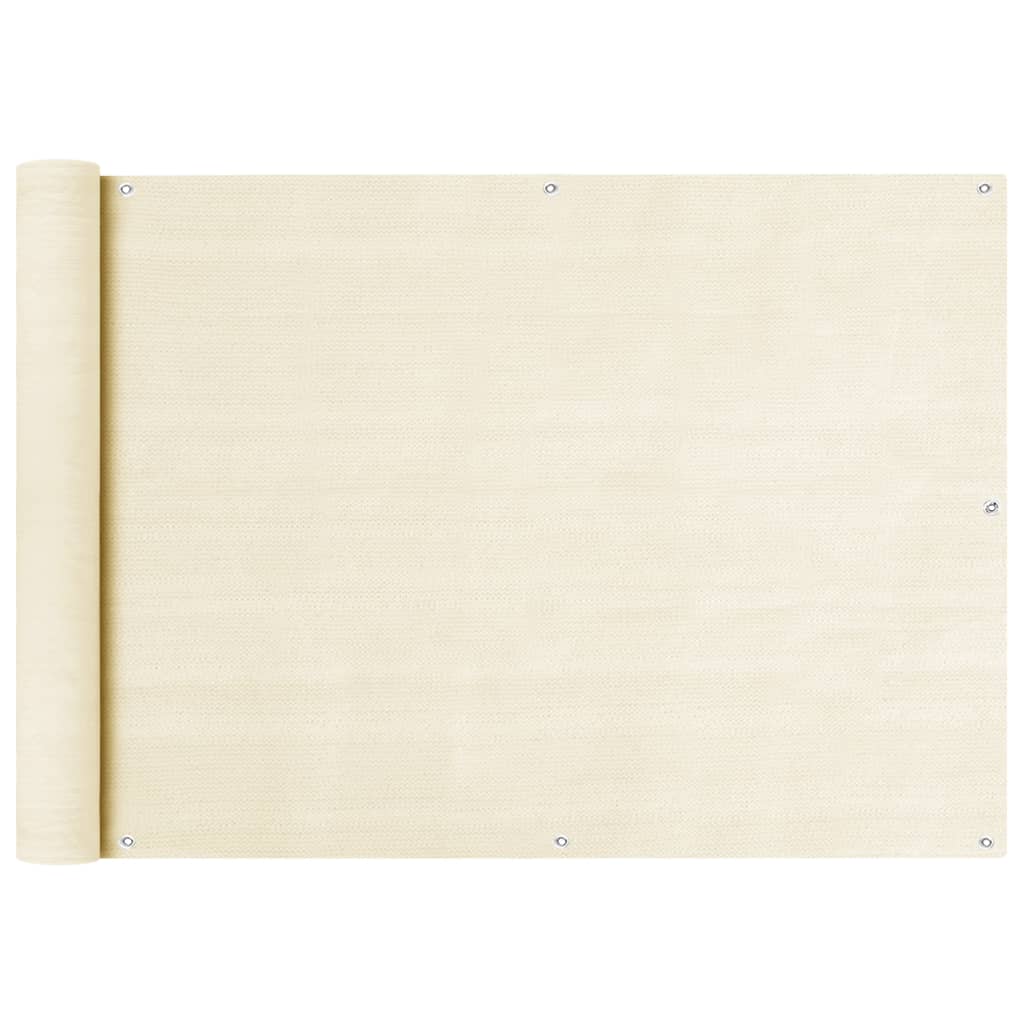 vidaXL Parvekkeen suoja kerma 75x500 cm HDPE