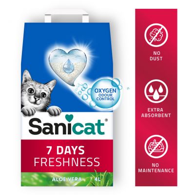 Sanicat 7 Days Aloe Vera -kissanhiekka - 4 l