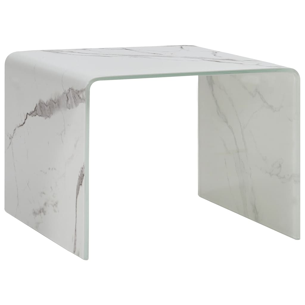 vidaXL Sohvapöytä valkoinen marmori 50x50x45 cm karkaistu lasi