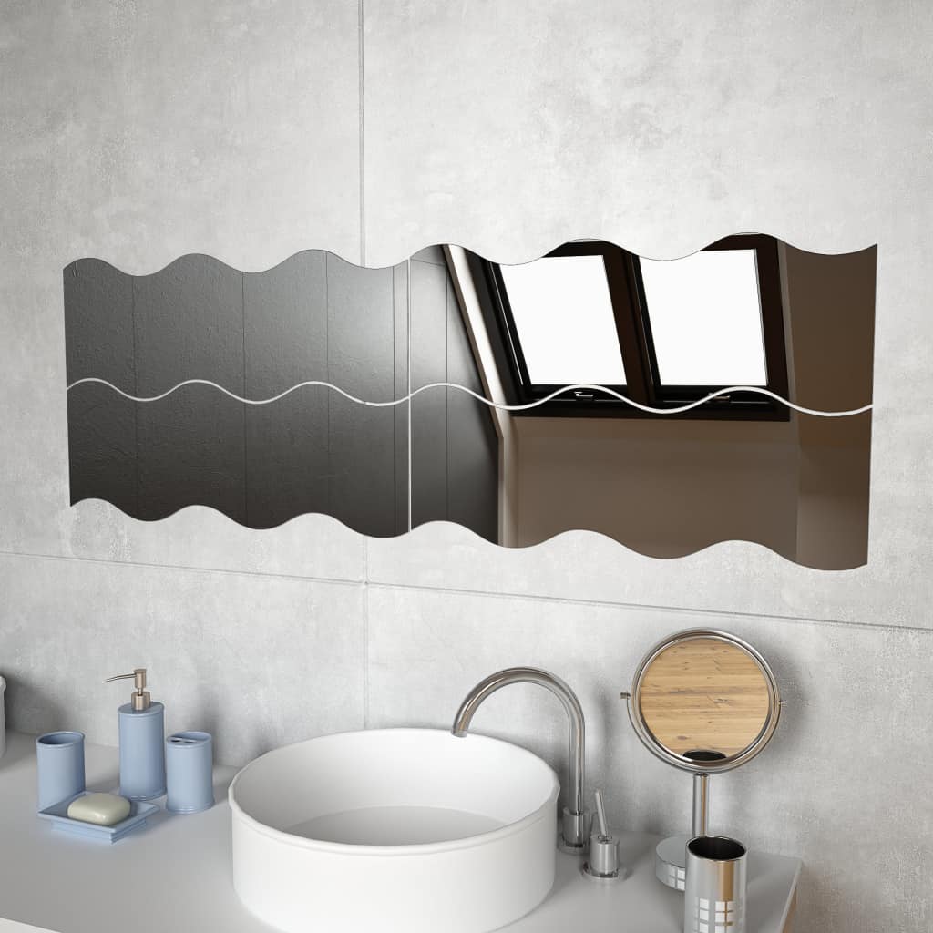vidaXL Seinäpeilit 4 kpl 60x18,5 cm aalto lasi