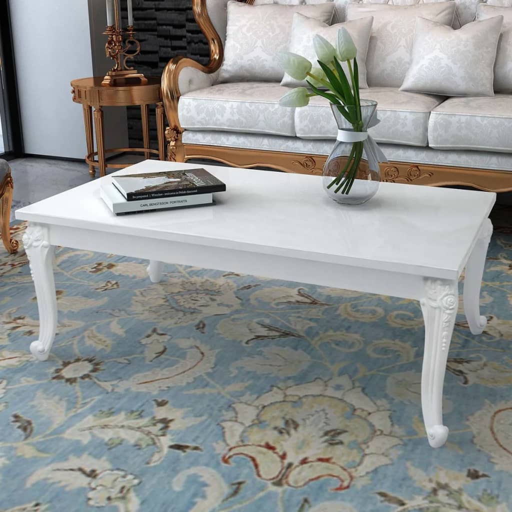 vidaXL Sohvapöytä 115x65x42 cm Korkeakiilto Valkoinen