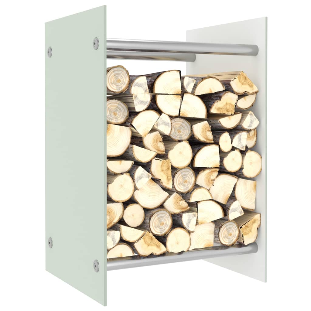 vidaXL Polttopuuteline valkoinen 40x35x60 cm lasi