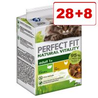 28 + 8 kaupan päälle! 36 x 50 g Perfect Fit Natural Vitality Adult 1+ - kalkkuna ja syvänmeren kala (36 x 50 g)