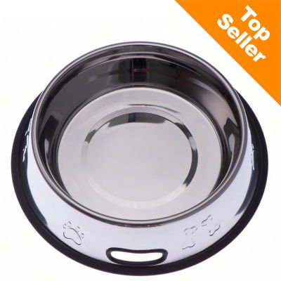 Ruostumaton teräsruokakuppi kumirenkaalla - 0,70 l, Ø 21,0 cm