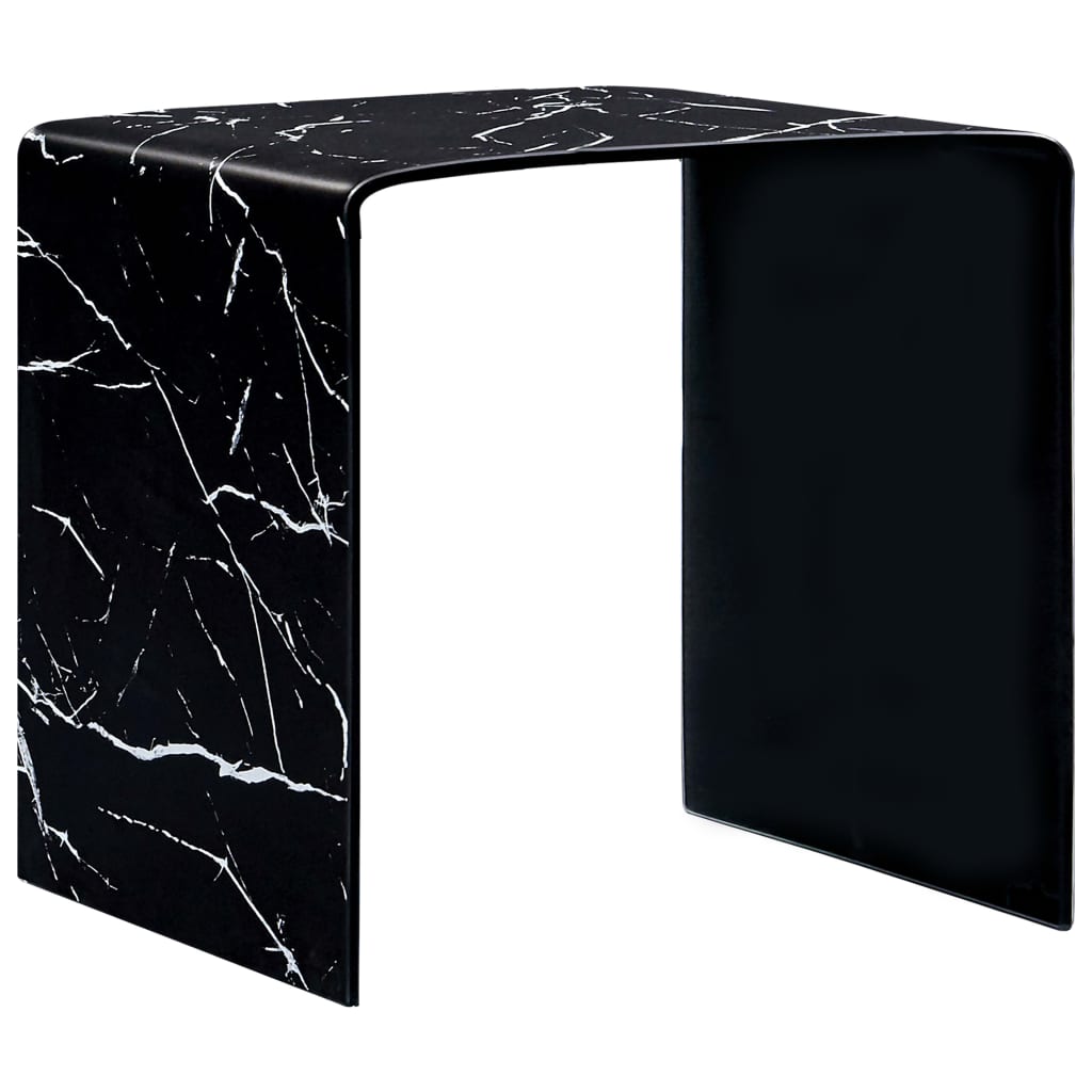 vidaXL Sohvapöytä musta marmori 50x50x45 cm karkaistu lasi