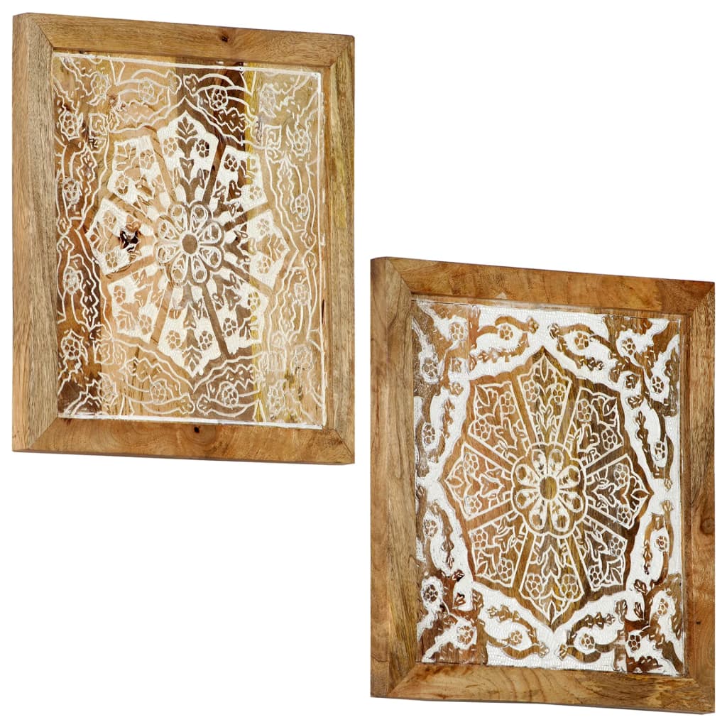 vidaXL Käsinveistetty seinäpaneeli 2 kpl täysi mangopuu 60x60x2,5 cm