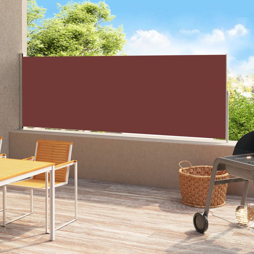 vidaXL Sisäänvedettävä terassin sivumarkiisi 180x500 cm ruskea